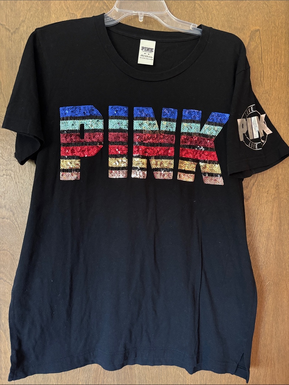 PINK Victoria's Secret Black Tee with White Tag